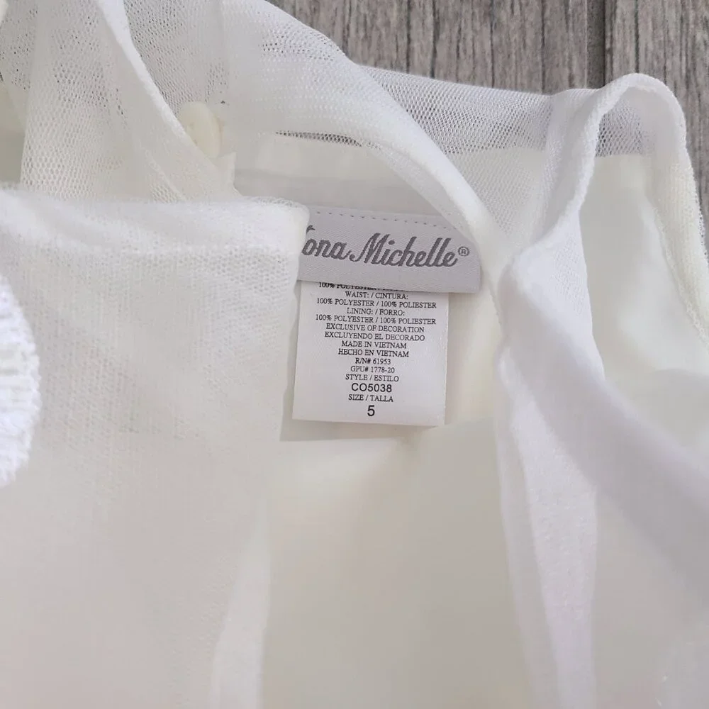 Jona Michelle Girls Ivory Tulle Party Dress with Pink Bow Size 5 – NWT - Picture 8 of 11